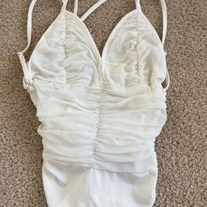 White Ruched Halter Top